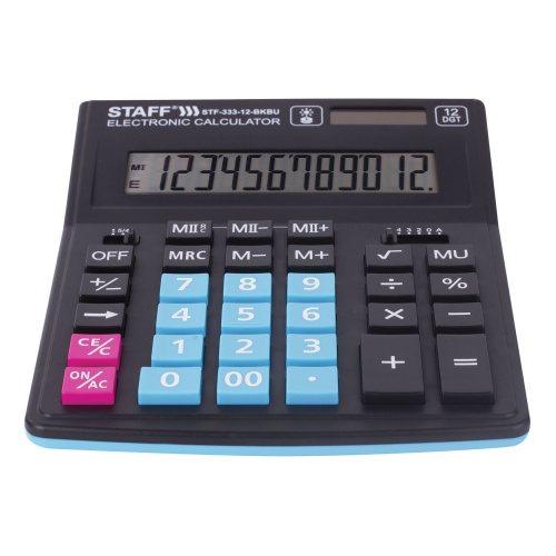 Калькулятор настольный STAFF, 200x154 мм, 12 разрядов, черно-синий фото 4