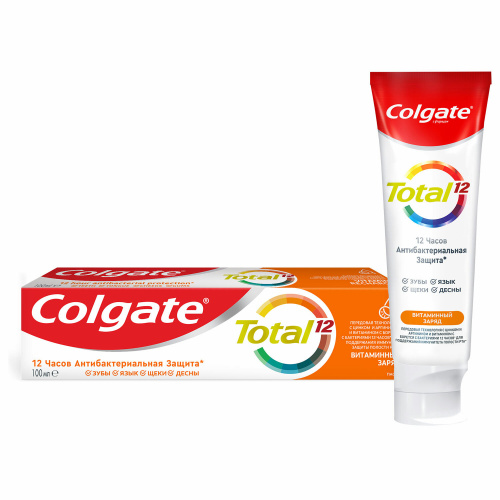 Зубная паста 100мл COLGATE "Total", витамин С, с фторидом, ш/к 32833, 6920354832833 фото 3