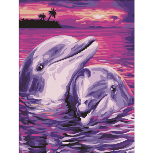 Картина по номерам ОСТРОВ СОКРОВИЩ "Дельфины", 40х50 см, 3 кисти, акриловые краски фото 7