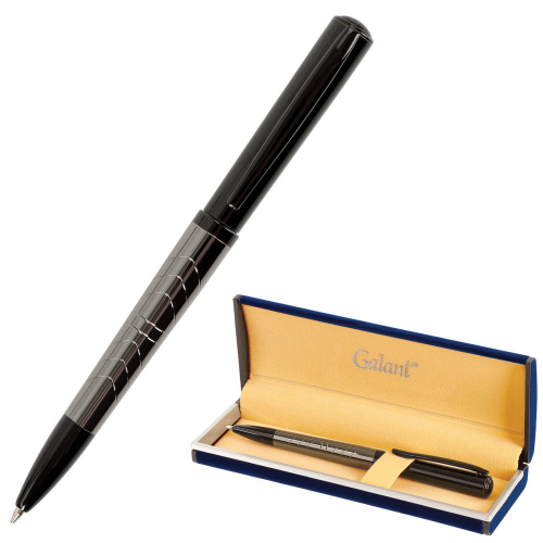 Ручка подарочная шариковая GALANT "PUNCTUM", корпус черный/оружейный металл, детали черные, синяя