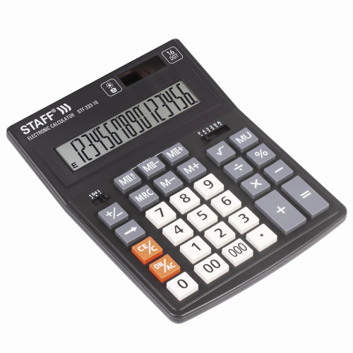 Калькулятор настольный STAFF, 200x154 мм, 16 разрядов, двойное питание фото 8