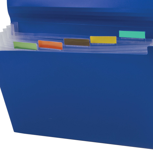 Папка на резинках BRAUBERG "Business", А4, 6 отделений, пластиковый индекс, синяя фото 2