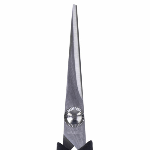Ножницы BRAUBERG "Soft Grip", 140 мм, резиновые вставки, 3-х сторонняя заточка, черно-синие фото 3