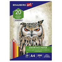Бумага для рисования в папке BRAUBERG ART CLASSIC, А4, 20 л., 200 г/м2