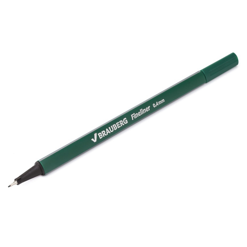 Ручка капиллярная (линер) BRAUBERG "Aero", трехгранная, линия письма 0,4 мм, темно-зеленая фото 10