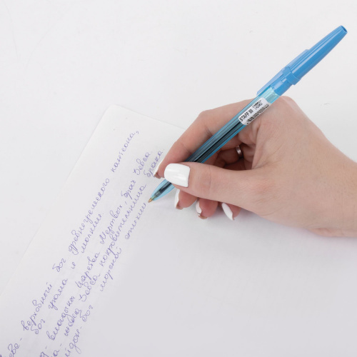 Ручка шариковая масляная STAFF "Office", корпус тонированный, линия письма 0,7 мм, синяя фото 5