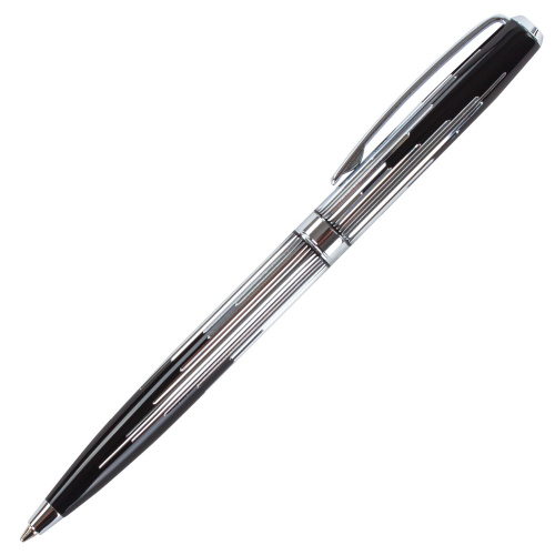 Ручка подарочная шариковая GALANT "Offenbach", корпус серебристый с черным, синяя фото 5