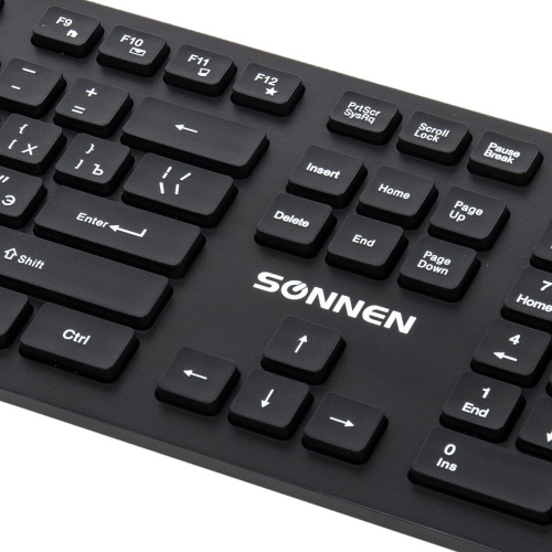 Клавиатура проводная SONNEN KB-8280, USB, 104 плоские клавиши, черная фото 4