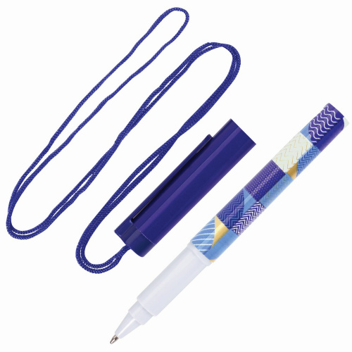 Ручка шариковая на шнурке ПИФАГОР "Funny Motions", корпус ассорти, линия письма 0,35 мм, синяя фото 6
