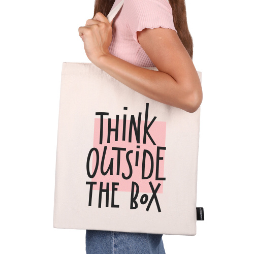 Сумка-шоппер BRAUBERG, канвас, 40х35 см, бежевый, "Think outside the box", 271898 фото 4