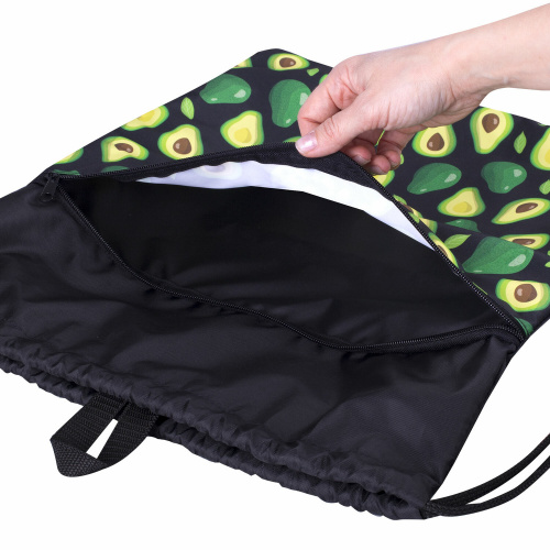 Мешок для обуви BRAUBERG "Avocado", 51х41 см, с ручкой, карман на молнии, сетка фото 4