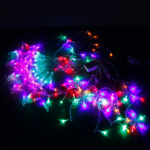 Электрогирлянда-занавес комнатная "Звезды" 3х1 м, 138 LED, мультицветная, 220 V, ЗОЛОТАЯ СКАЗКА, 591339 фото 4