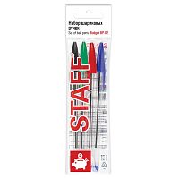 Ручки шариковые STAFF Basic Budget BP-02, 4 цв., длина корпуса 13,5 см, линия письма 0,5 мм