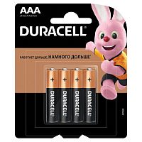 Батарейки DURACELL Basic, AAA, 4 шт., алкалиновые, мизинчиковые, блистер