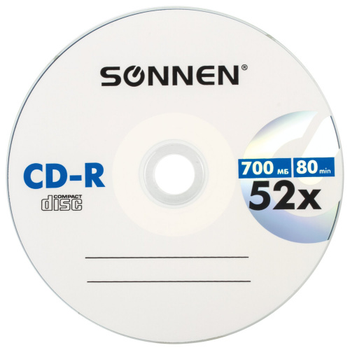 Диск CD-R SONNEN, 700 Mb, 52x, бумажный конверт фото 5