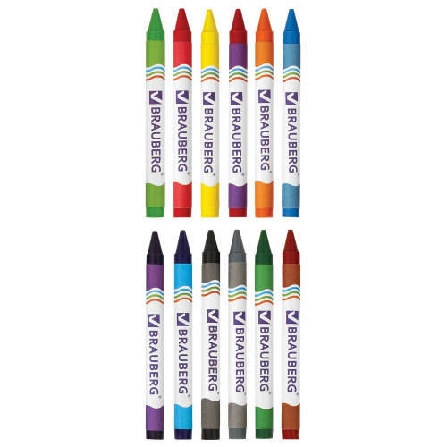 Восковые карандаши BRAUBERG, 12 цветов фото 2
