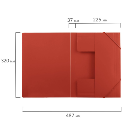 Папка на резинках BRAUBERG "Office", до 300 листов, 500 мкм, красная фото 3