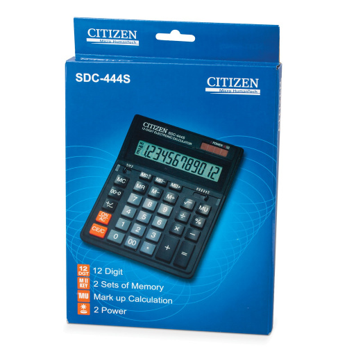 Калькулятор настольный CITIZEN, 199х153 мм, 12 разрядов, двойное питание фото 6