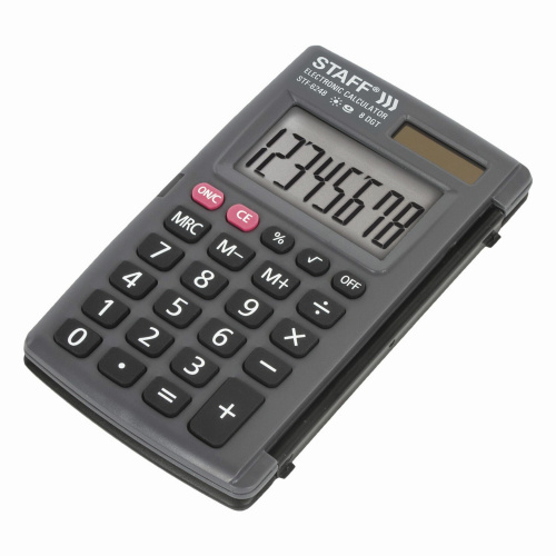 Калькулятор карманный STAFF, 104х63 мм, 8 разрядов, двойное питание фото 2