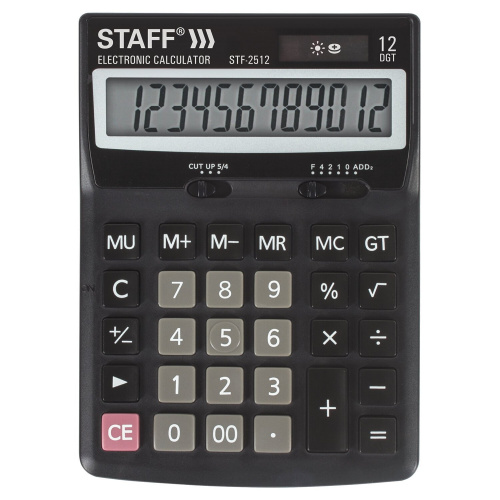 Калькулятор настольный STAFF STF-2512, 170х125 мм, 12 разрядов, двойное питание