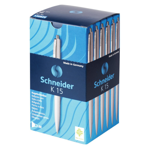 Ручка шариковая автоматическая SCHNEIDER "K15", корпус белый, линия письма 0,5 мм, синяя фото 2