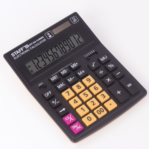Калькулятор настольный STAFF, 200x154 мм, 12 разрядов, черно-оранжевый фото 4