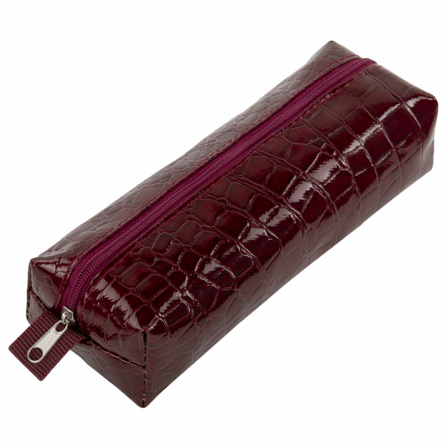 Пенал-косметичка BRAUBERG "Ultra maroon", 20х6х4 см, крокодиловая кожа