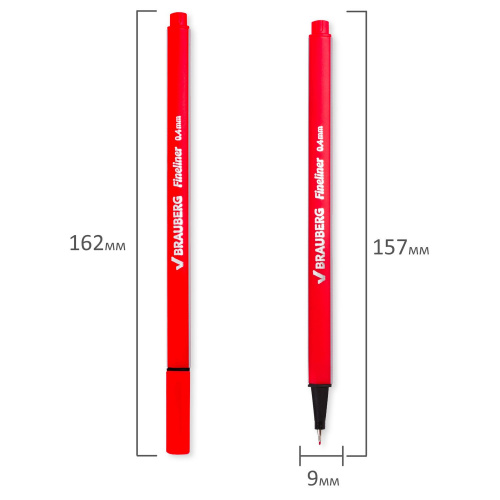Ручка капиллярная (линер) BRAUBERG "Aero", трехгранная, линия письма 0,4 мм, красная фото 4