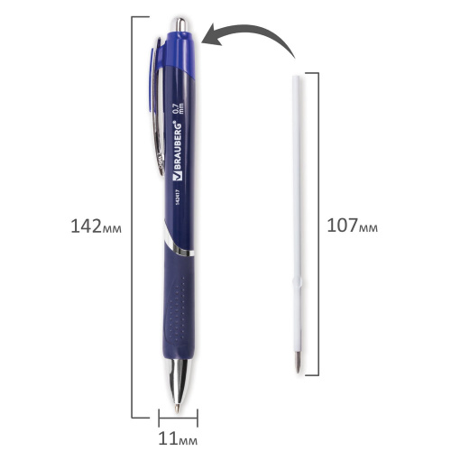 Ручка шариковая автоматическая с грипом BRAUBERG "Dash", линия письма 0,35 мм, синяя фото 6