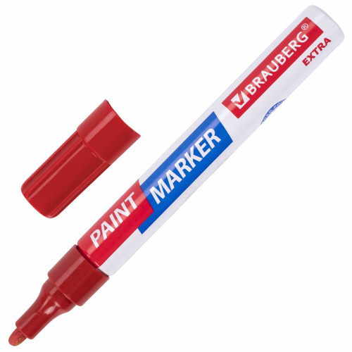 Маркер-краска лаковый BRAUBERG EXTRA (paint marker), 4 мм, красный