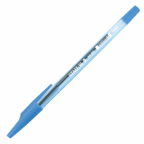 Ручка шариковая STAFF AA-927, синяя, корпус тонированный, хромированные детали, линия 0,35 мм фото 6