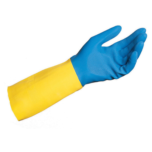 Перчатки латексно-неопреновые MAPA Duo Mix/Alto 405, хлопчатобумажные, размер 9 (L), синие/желтые фото 2