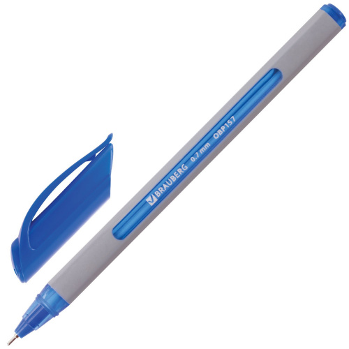 Ручка шариковая масляная BRAUBERG "Extra Glide Soft Grey", линия письма 0,35 мм, синяя фото 9