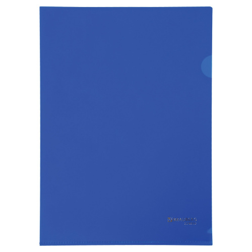 Папка-уголок жесткая, непрозрачная BRAUBERG, 0,15 мм, синяя фото 2