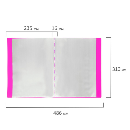 Папка 20 вкладышей BRAUBERG "Neon", 16 мм, неоновая розовая фото 3