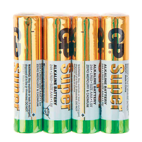 БатарейкиGP Super, AAA, 4 шт., алкалиновые, мизинчиковые, в пленке