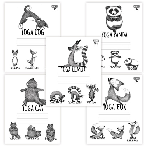 Тетрадь HATBER "Animals Yoga", 24л., клетка, обложка картон