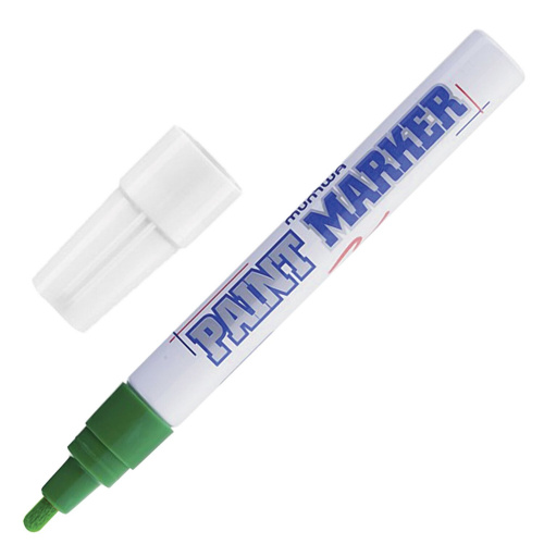 Маркер-краска лаковый (paint marker) MUNHWA, 4 мм, нитро-основа, алюминиевый корпус, зеленый