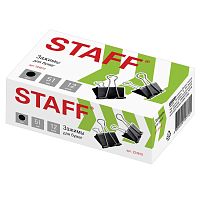 Зажимы для бумаг большие STAFF "EVERYDAY", 12 шт., 51 мм, на 230 листов, черные, картонная коробка