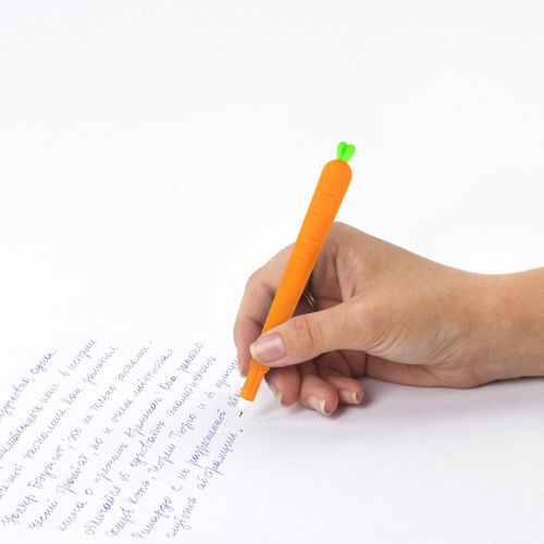 Ручка фигурная шариковая ЮНЛАНДИЯ "Морковка", пишущий узел 0,7 мм, синяя фото 5