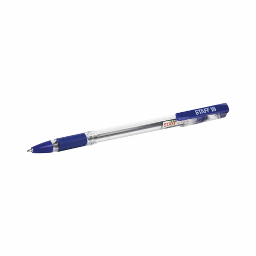 Ручка шариковая масляная с грипом STAFF "Basic OBP-11", линия письма 0,5 мм, синяя фото 5