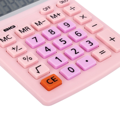 Калькулятор настольный STAFF, 140х105 мм, 8 разрядов, двойное питание, розовый фото 5