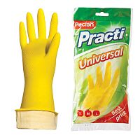 Перчатки хозяйственные латексные PACLAN "Practi Universal", х/б напыление, разм M, желтые