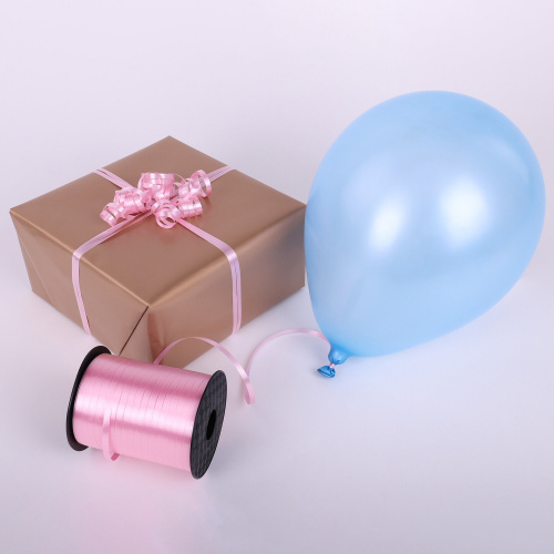 Лента упаковочная декоративная для шаров и подарков ЗОЛОТАЯ СКАЗКА, 5 мм х 500 м, розовая фото 2