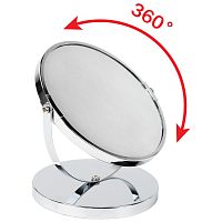 Зеркало настольное BRABIX, круглое, диаметр 17 см, двустороннее, металлическая рамка