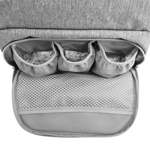 Рюкзак для мамы BRAUBERG MOMMY, 40x26x17 см, с ковриком, крепления на коляску, термокарманы, серый фото 4