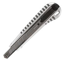 Нож универсальный BRAUBERG "Metallic", 9 мм, металлический корпус, автофиксатор, блистер