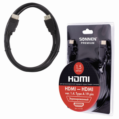 Кабель SONNEN Premium, HDMI AM-AM, 1,5 м, медь, для передачи аудио-видео, экранированный фото 4