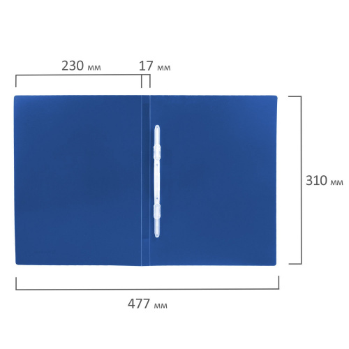 Папка с пластиковым скоросшивателем BRAUBERG "Office", до 100 листов, 0,5 мм, синяя фото 5