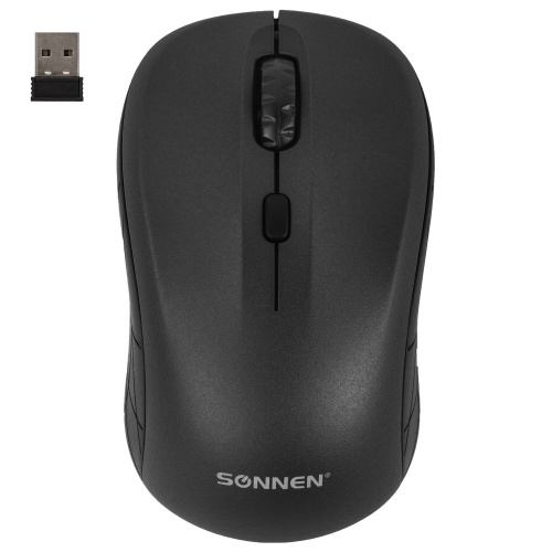Мышь беспроводная SONNEN V-111, USB, 800/1200/1600 dpi, 4 кнопки, оптическая, черная фото 3